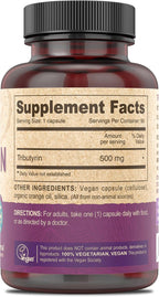 DEVA Vegan Tributirato 500 mg - 90 Cápsulas - Precurso de Butirato para la Salud Intestinal