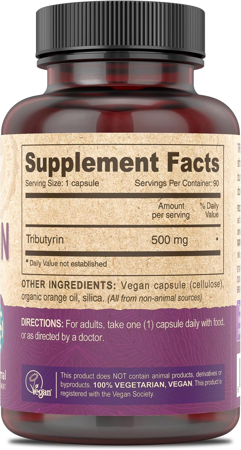 DEVA Vegan Tributirato 500 mg - 90 Cápsulas - Precurso de Butirato para la Salud Intestinal