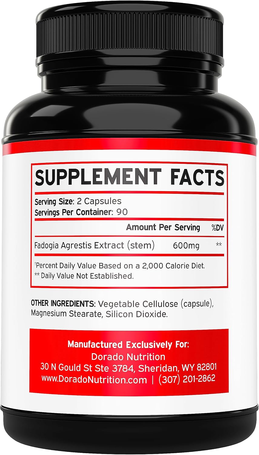 Fadogia Agrestis 600mg Extracto - 180 Cápsulas - Máxima Potencia - Vegano, Sin Gluten