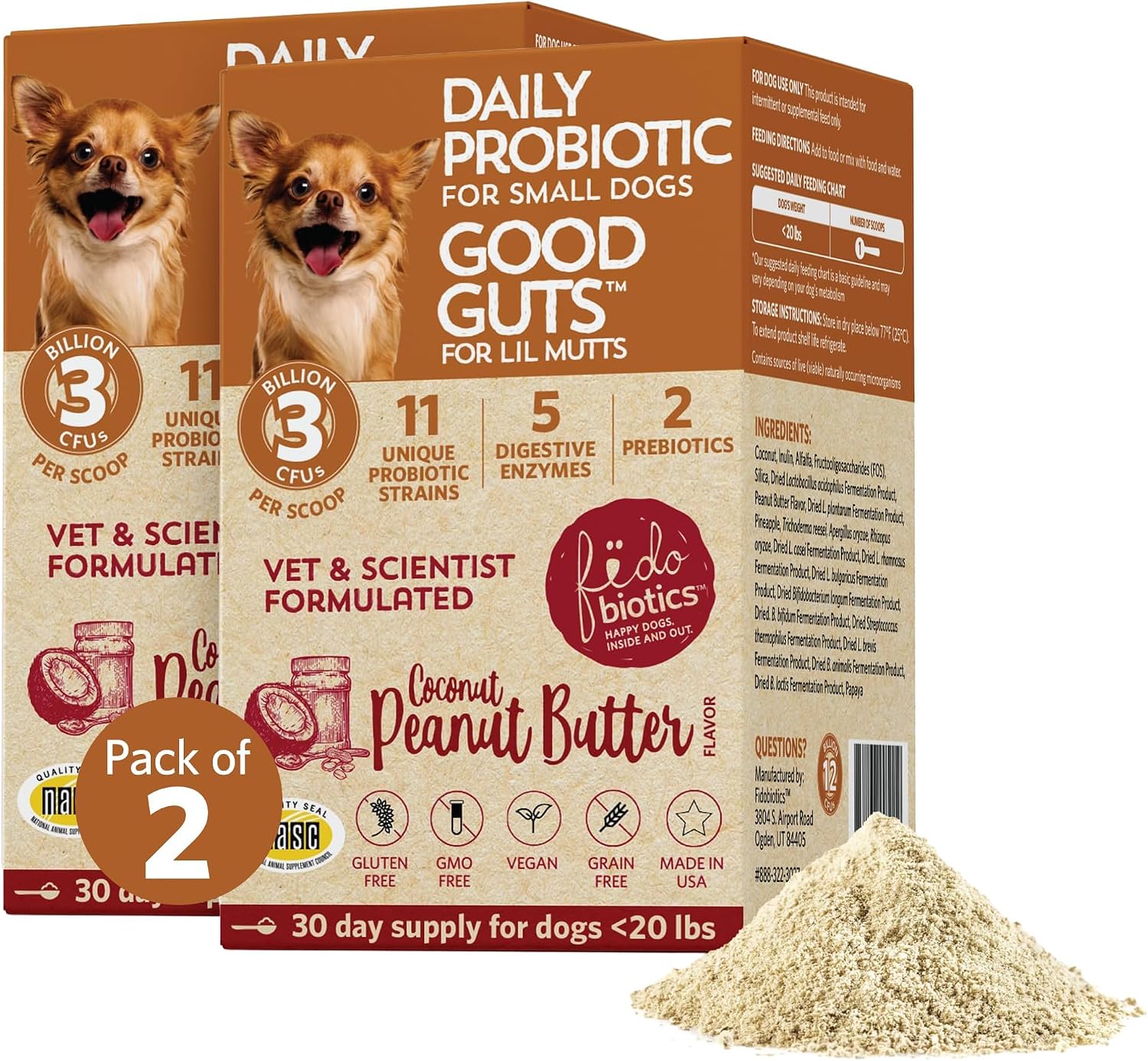 Good Guts Probióticos para Perros Pequeños – Polvo Digestivo con 3B UFC, Enzimas y Prebióticos