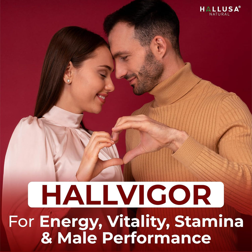 Hallusa Natural HALLVIGOR Multivitamínico Diario para Hombres – Ginseng Coreano, Damiana, Saw Palmetto, Biotina, Complejo B, Zinc, Jalea Real – 60 Cápsulas