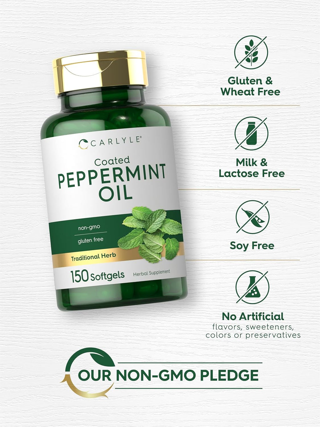 Carlyle Aceite de Menta en Cápsulas | 150 Softgels | Suplemento Herbal