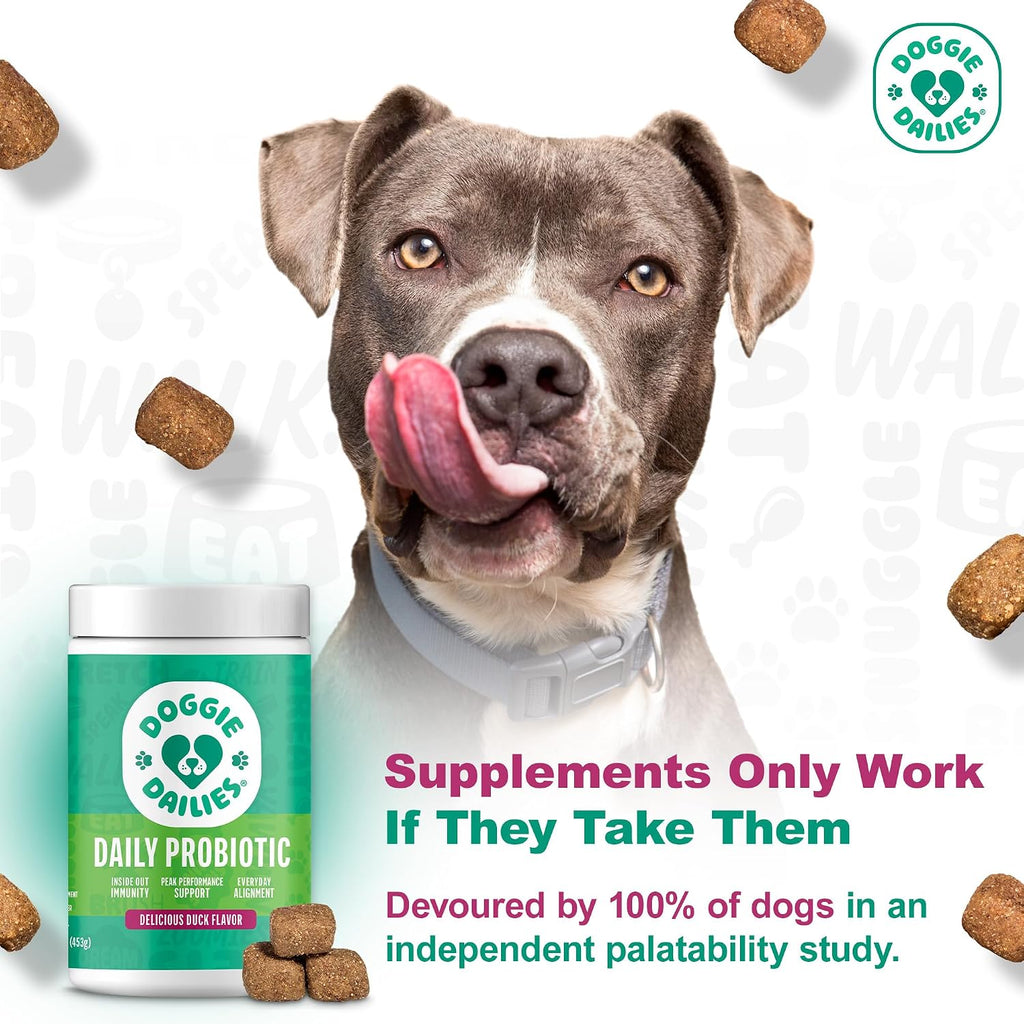 Doggie Dailies Probióticos para Perros - Masticables de Pato (225 unidades)