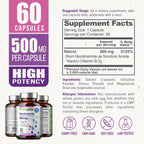 biophix B-3 Nicotinamida 500 mg 60 Cápsulas - Nicotinamida Pura Sin Enrojecimiento - Apoyo a la Salud de la Piel y Energía