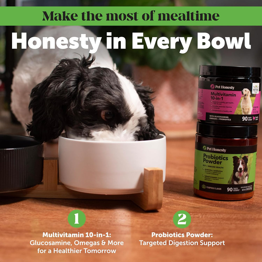 Pet Honesty Probióticos en polvo para perros con enzimas digestivas y calabaza - 90 dosis