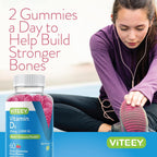 Viteey Vitamin D3 Gummies - 2000 UI, 50 mcg - Gomitas de vitamina D3 para adultos y adolescentes - Sabor a bayas - 60 unidades