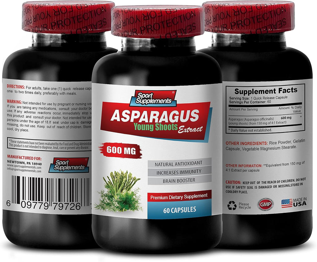 Extracto de Espárrago Joven 600 mg - 2 Botellas de 120 Cápsulas