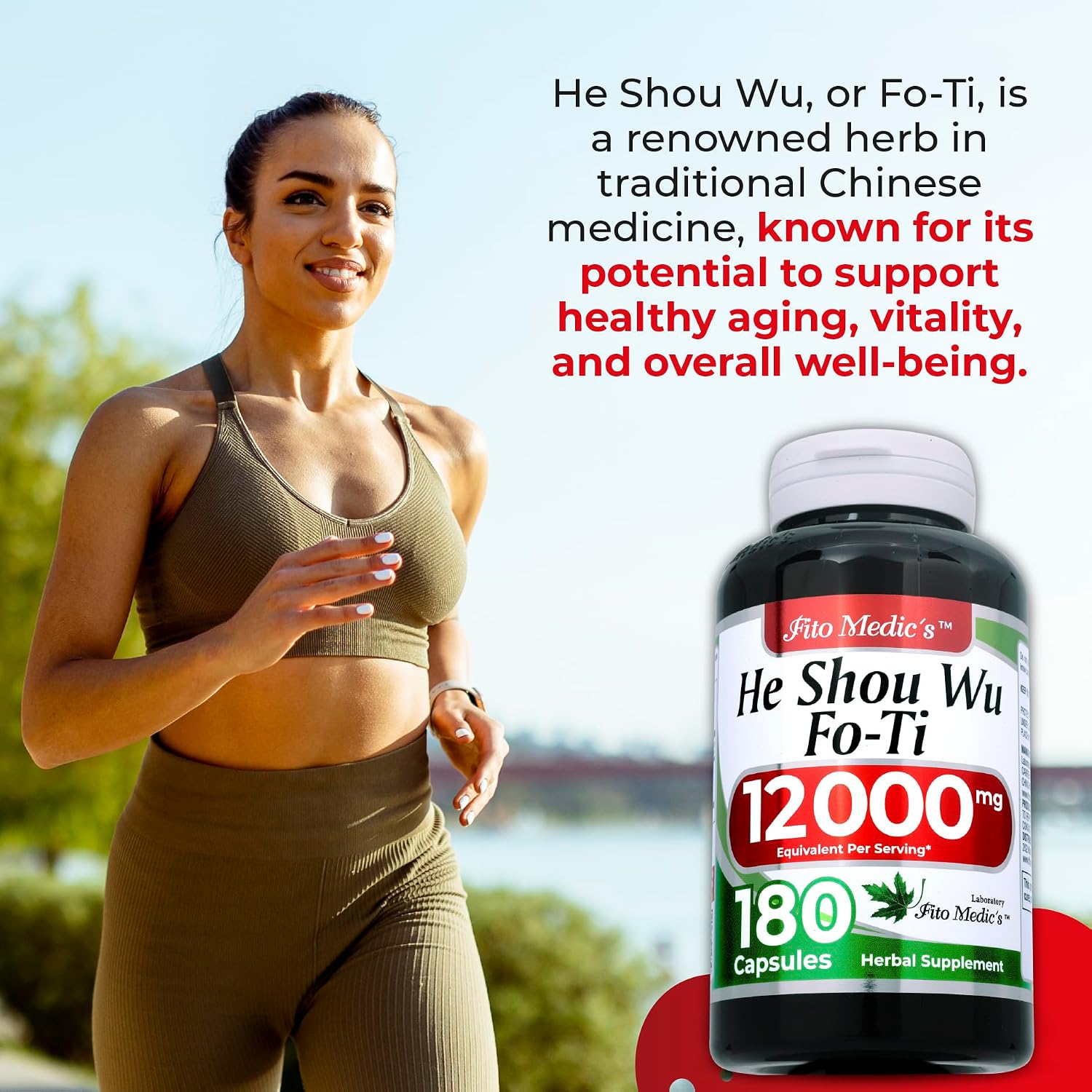 FITO MEDIC'S Lab He Shou Wu (Fo Ti) Cápsulas, 180 unidades