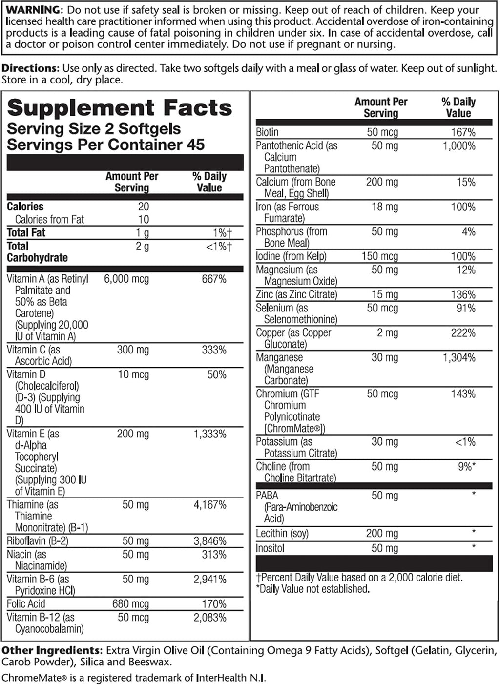 SOLARAY Provide Multivitamin – Complejo Multivitamínico, 90 Cápsulas (45 Días)