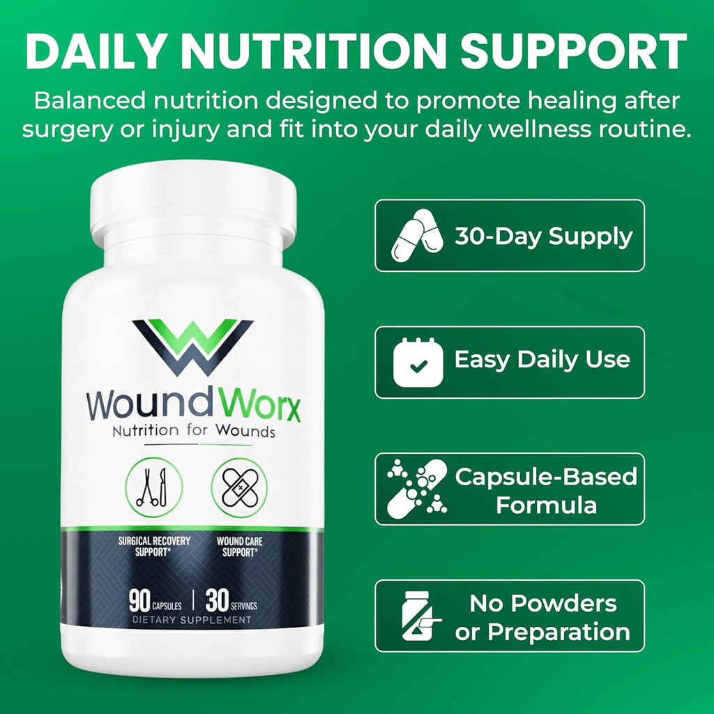 Free Life Labs WoundWorx Nutrition - Apoyo para Cicatrices y Cirugía, 90 cápsulas