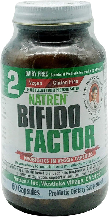 Natren, Bifido Factor Dairy Free, 60 Cápsulas – Contiene Bifidobacterium para el intestino grueso. – Image 1