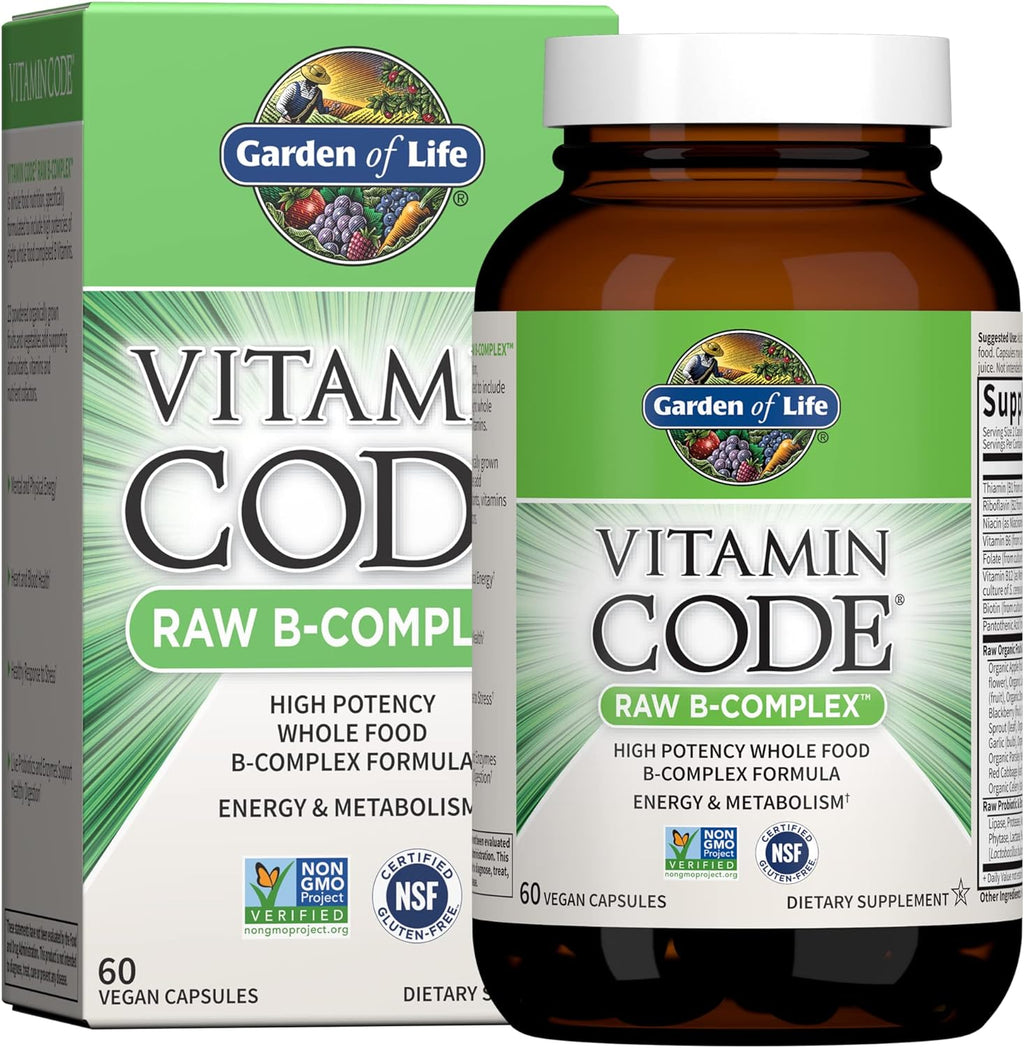 Garden of Life Complejo B - 60 Cápsulas Veganas, Alta Potencia para Energía y Metabolismo