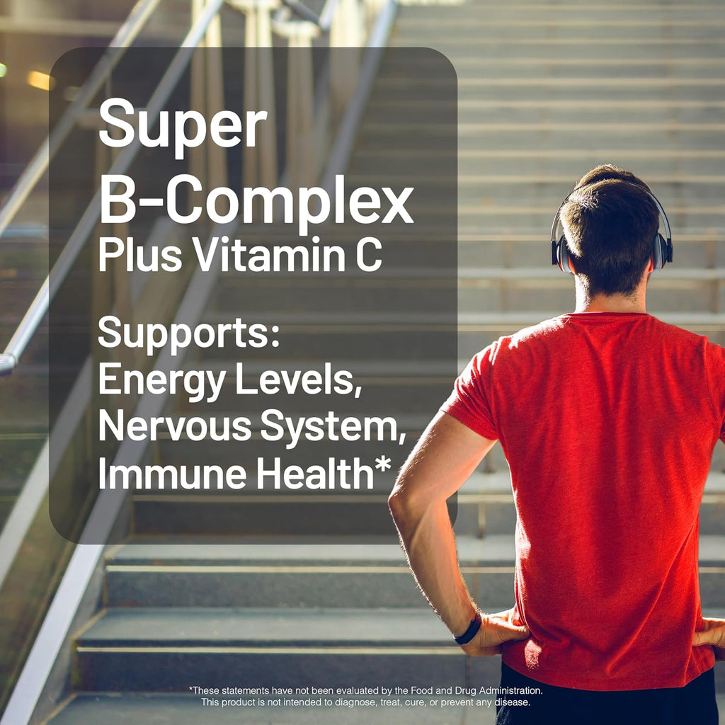 NatureWise Super Complejo B - con Vitamina C, Ácido Fólico, Biotina y Vitaminas B - Vegano, Sin Gluten - 60 Comprimidos