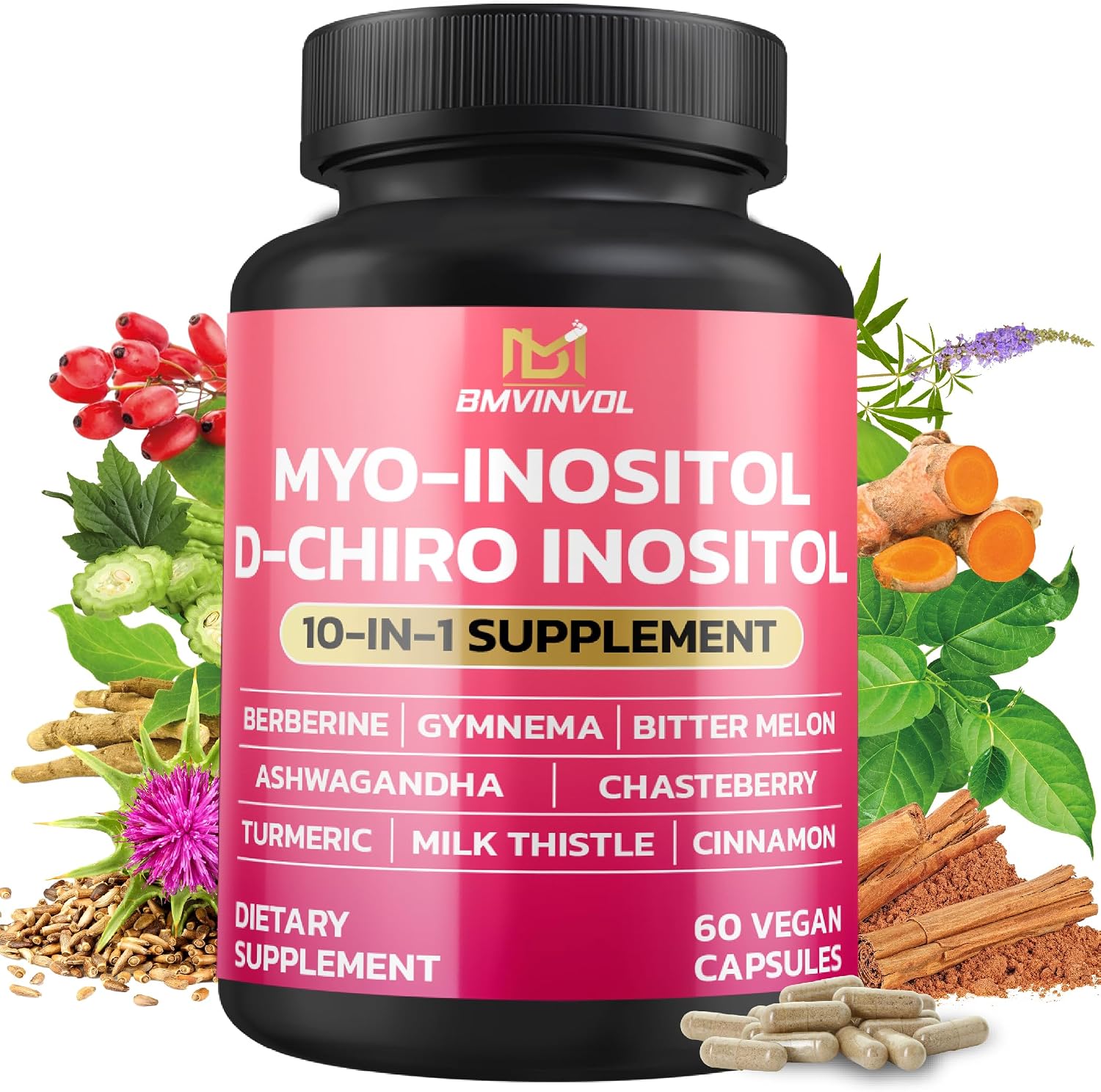 Inositol Complex – Myo-Inositol y D-Chiro Inositol 40:1 con Berberina y Extractos Botánicos – 60 Cápsulas