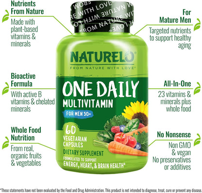 NATURELO Multivitamínico para Hombres 50+ - – La salud ósea, con vitamina D3, vitamina K2 y calcio de algas – Image 4