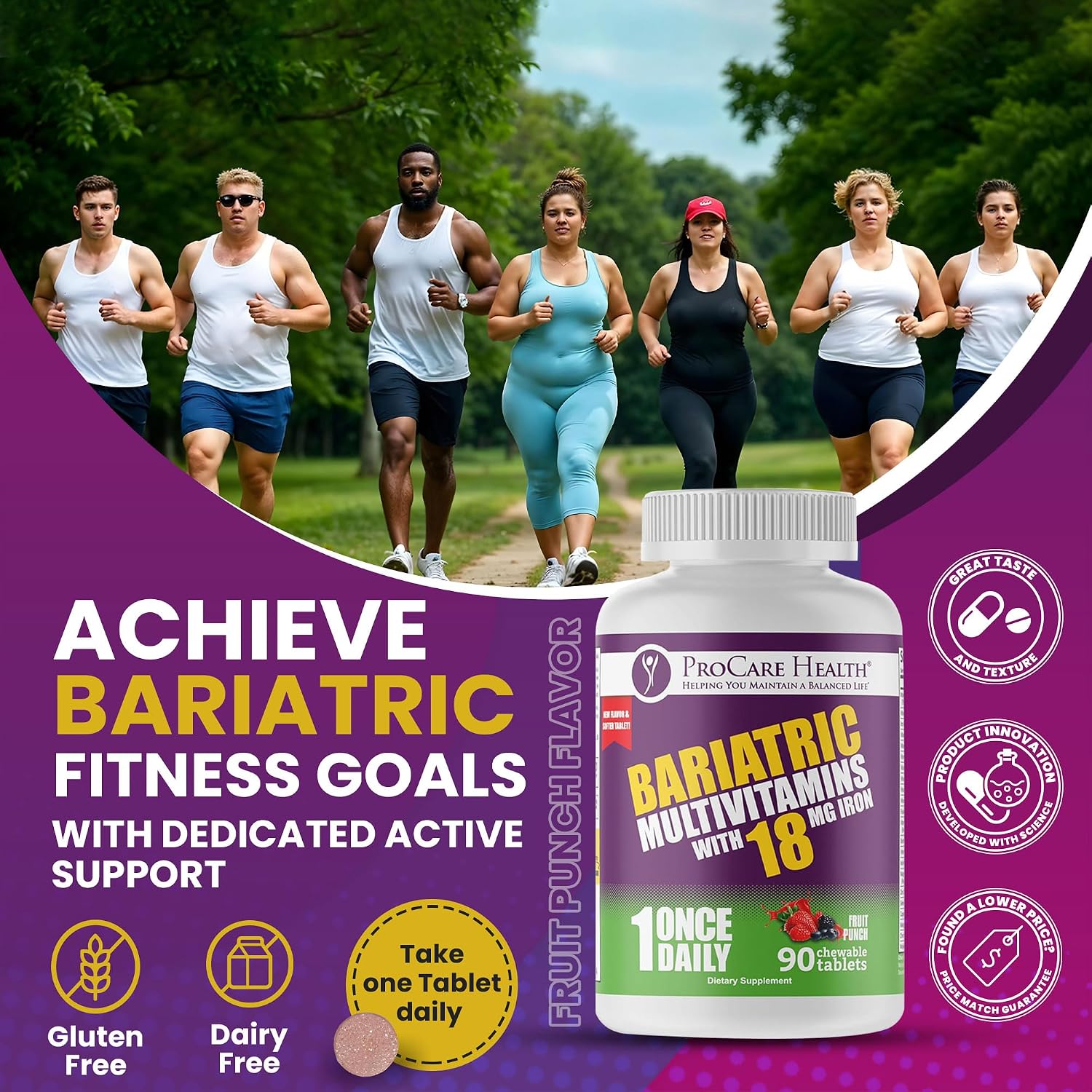 ProCare Health Multivitamínico Bariátrico Masticable con Hierro 18mg - 90 Comprimidos Sabor Fruta
