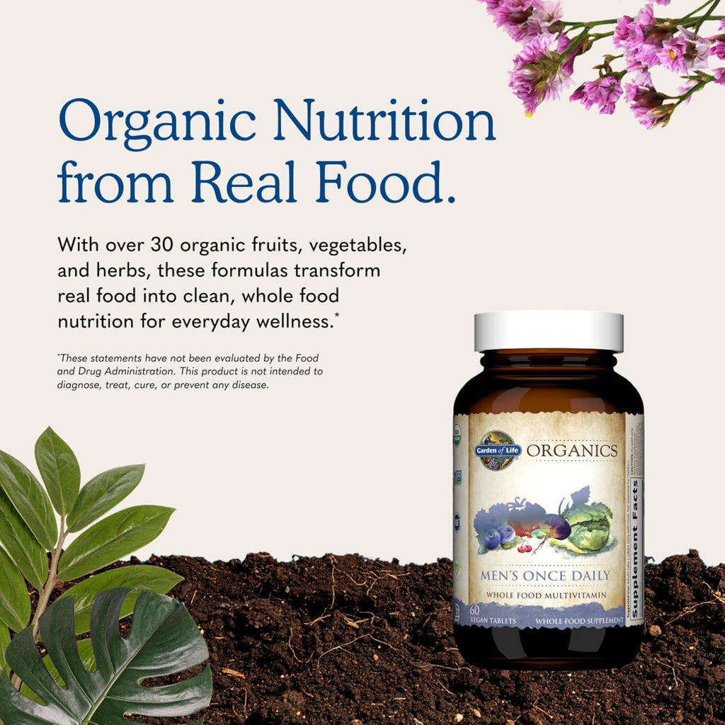 Garden of Life Once Daily Multivitamínico para Hombres - Alimentos Integrales, Orgánico, 60 Comprimidos