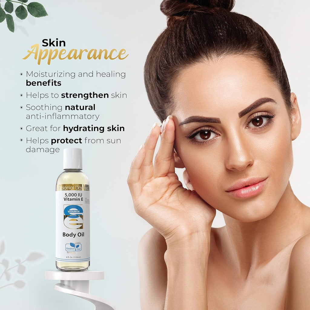 Colonial Dames Aceite Corporal de Vitamina E 5.000 UI - Aceite Terapéutico para Todo el Cuerpo
