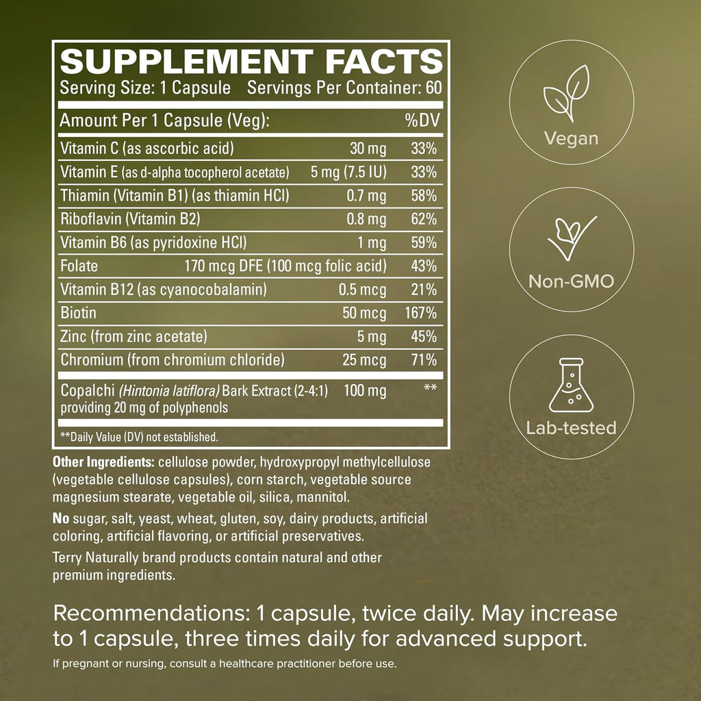 Terry Naturally Sucontral D - B Complex and Folic Acid - Carbohydrate Metabolism Support - 60 Capsules (3-Pack)