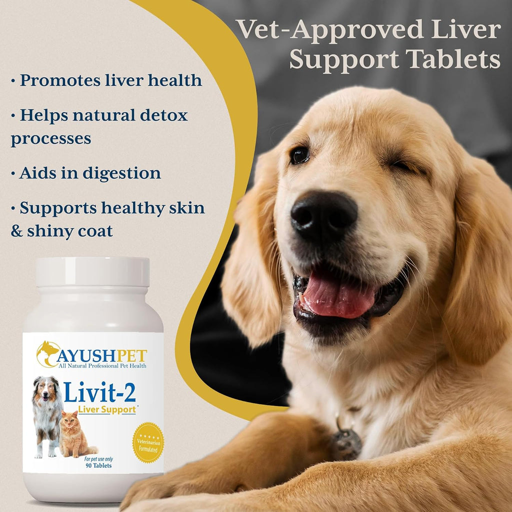 Ayush Pet Livit-2 - Suplemento Hepático Natural para Mascotas (90 Dosis)