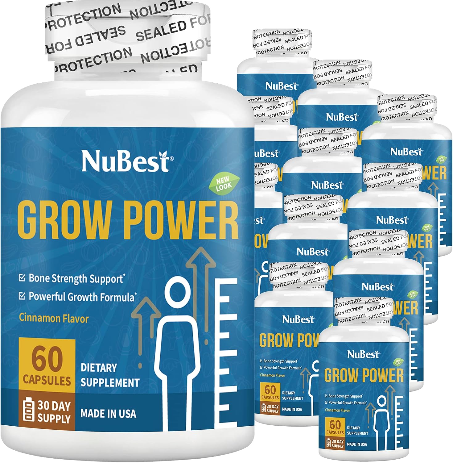 NuBest Grow Power - Fórmula de Fortaleza Ósea para Niños (10+) y Adolescentes - Pack de 12