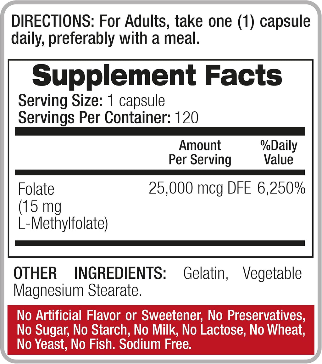 FITO MEDIC'S Lab Methylfolate Supplement, Folate Formula, 120 Capsules