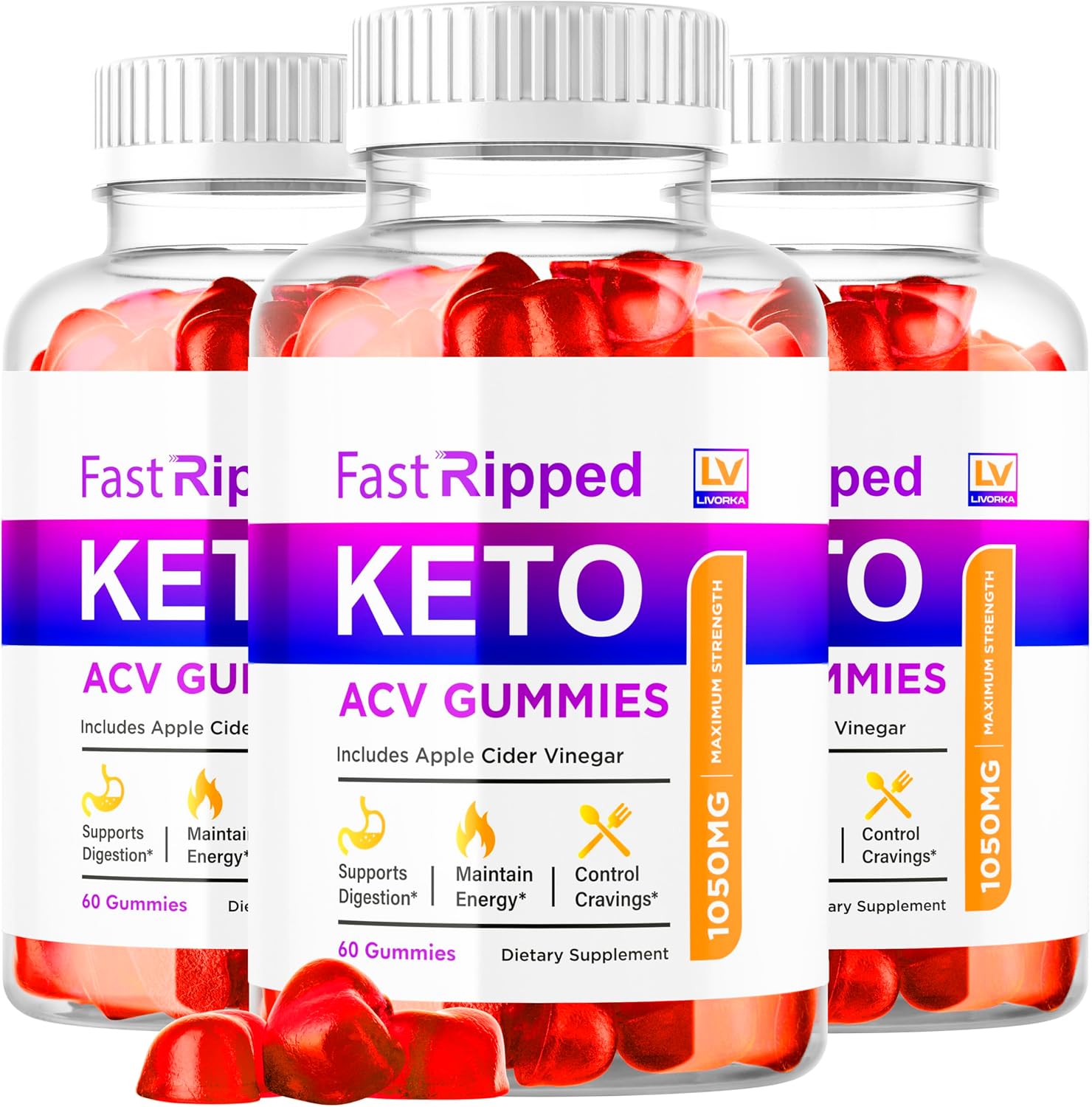 Fast Ripped Keto ACV Gummies - 180 Gominolas de Vinagre de Manzana