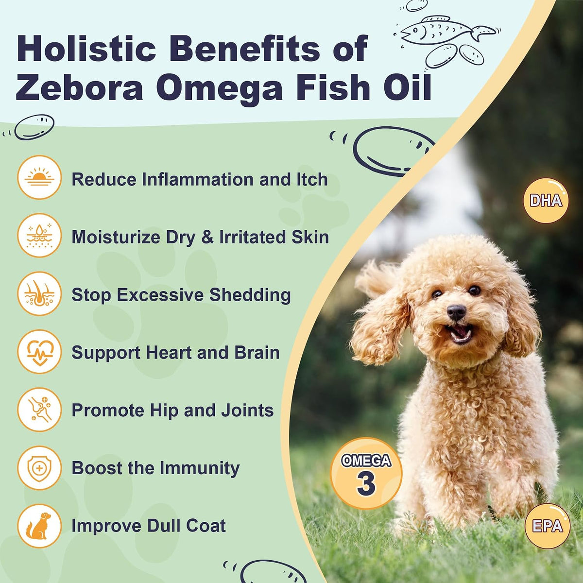 Omega 3 Fish Oil for Dogs, Dog Fish Oil Powder, Wild Caught Fish Oil, EPA&DHA, Krill Oil, Kelp, Dog Skin and Coat – Image 3