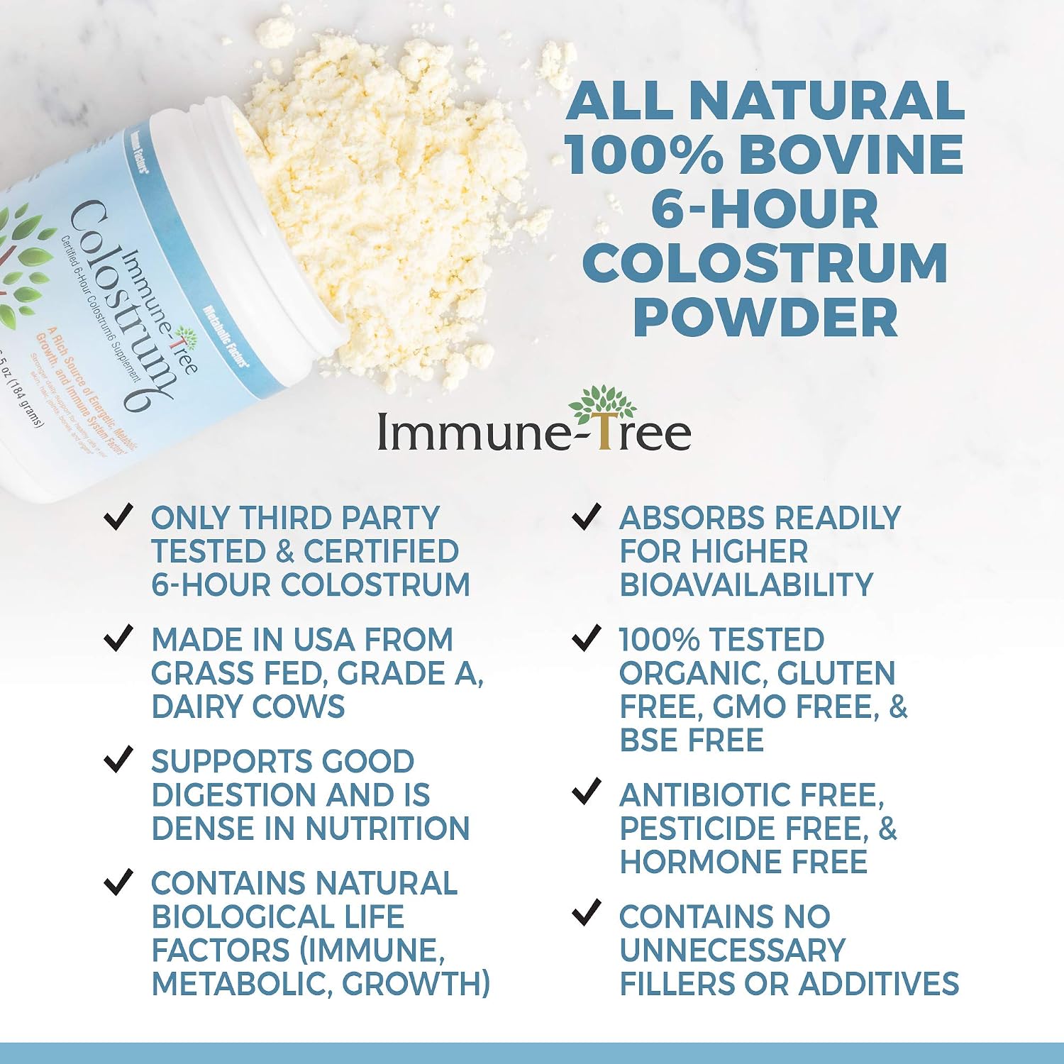 100% Bovine Colostrum Powder, 120 Servings (184 g)