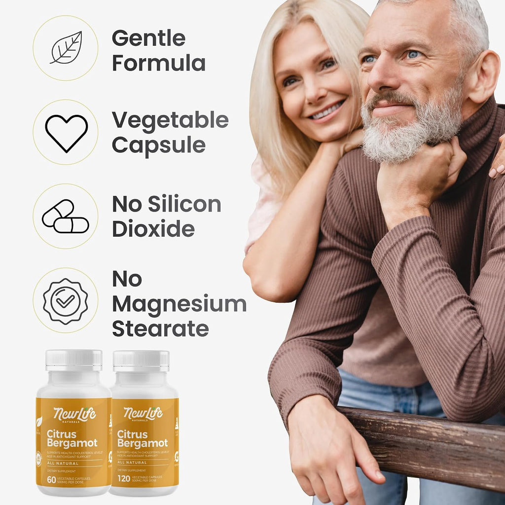 NewLife Naturals Cítricos Bergamota 500 mg - Extracto Puro - 60 Cápsulas Vegetales