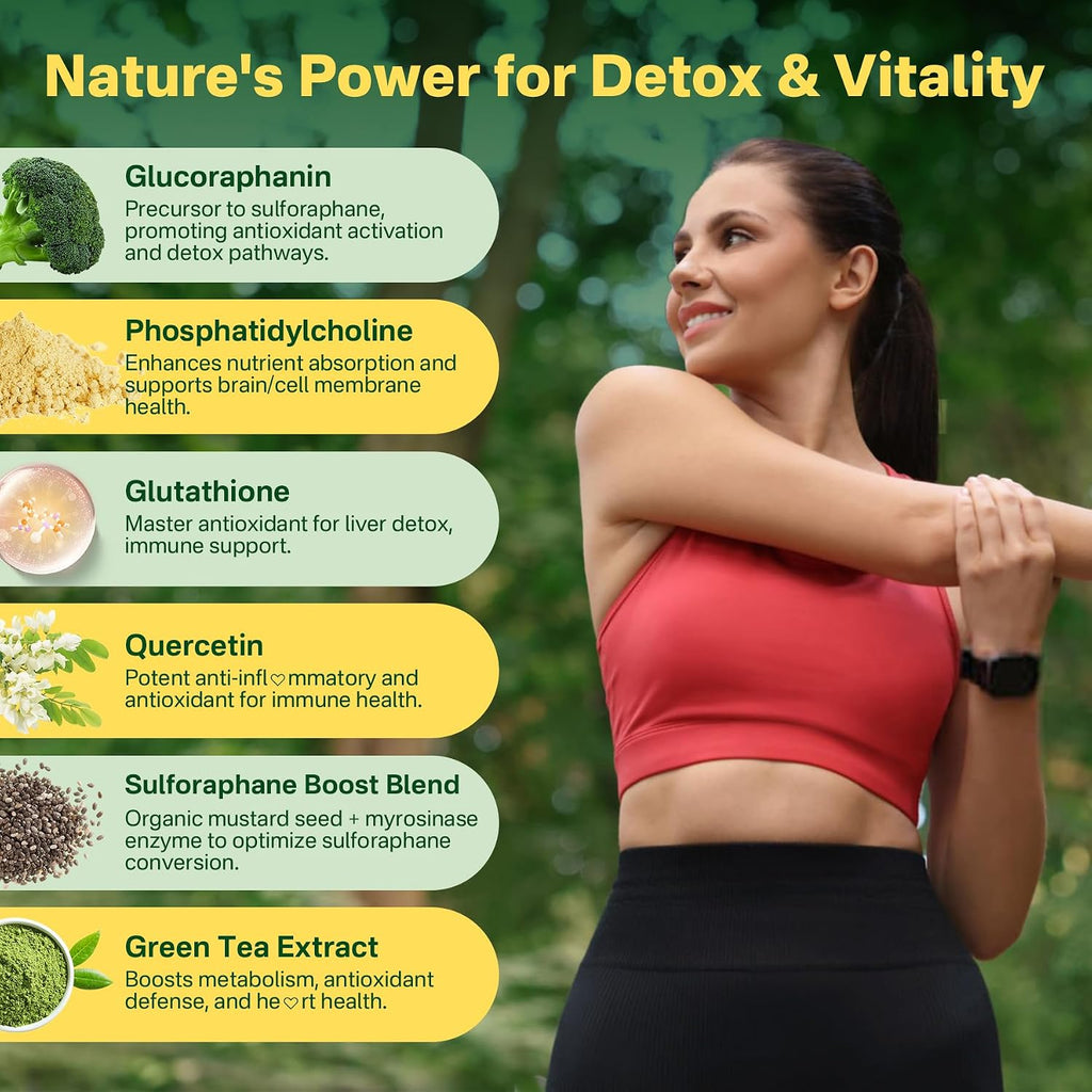 Suplemento de Sulforafano Liposomal 150 mg, Gominolas Masticables con Extracto de Semillas de Brócoli, Mirosinasa, Quercetina y Glutatión - 60 Unidades