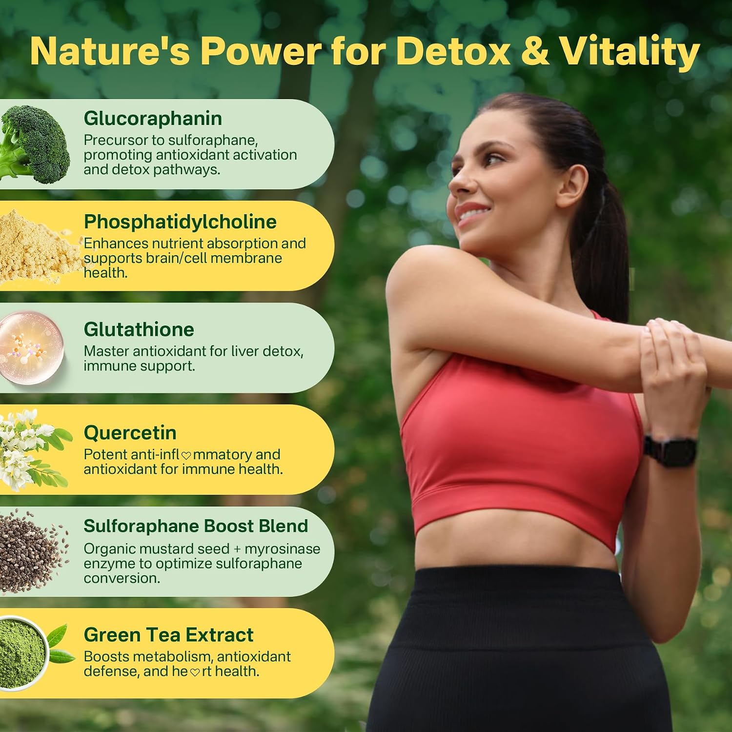 Suplemento de Sulforafano Liposomal 150 mg, Gominolas Masticables con Extracto de Semillas de Brócoli, Mirosinasa, Quercetina y Glutatión - 60 Unidades