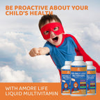 Amore Life Multivitamínico Líquido para Niños - Vitaminas A, D, E, B1 con Aceite de Hígado de Bacalao - Sabor Naranja - 473 ml