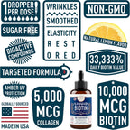 Biotina y Colágeno Líquido | 10.000 μg de Biotina + 5.000 μg de Colágeno | 60 ml