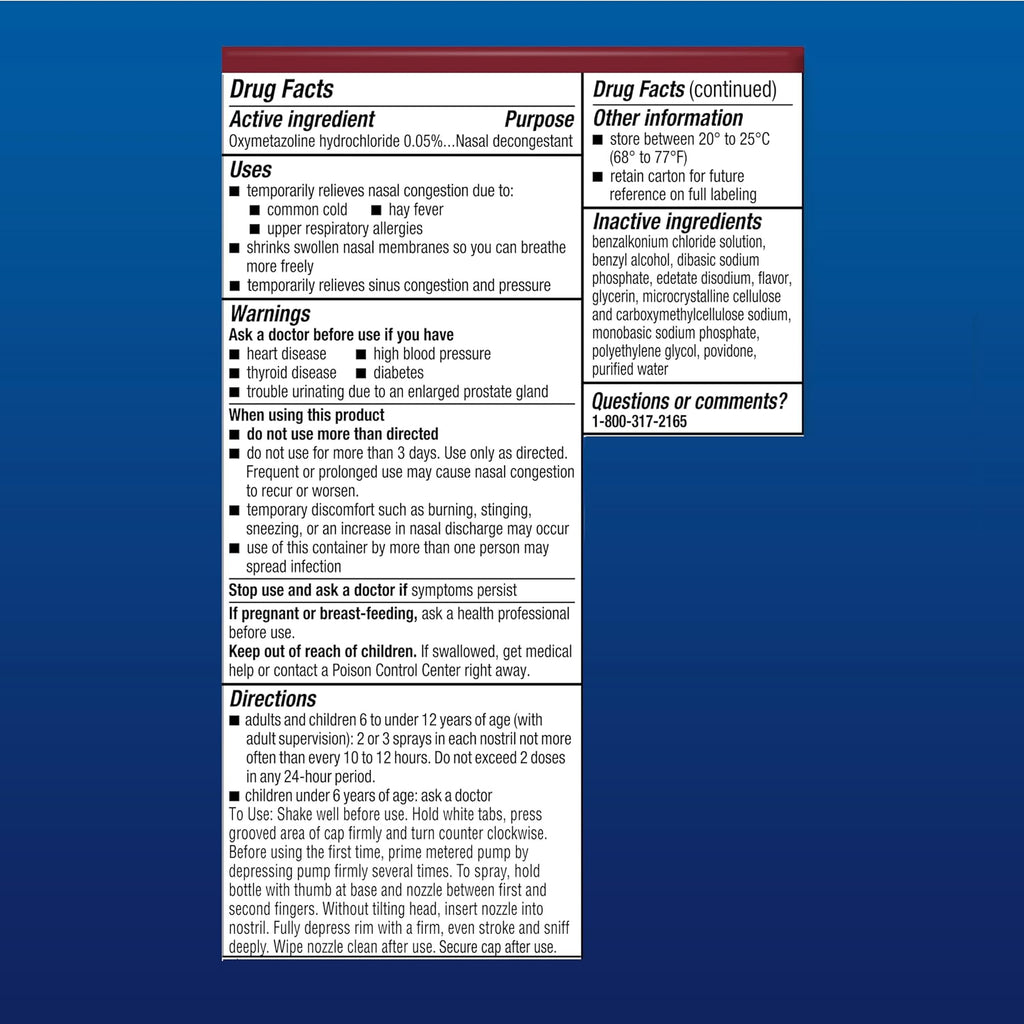 Afrin No Drip Night Spray Nasal - Alivio Rápido de la Congestión Nasal con Manzanilla, 15 ml