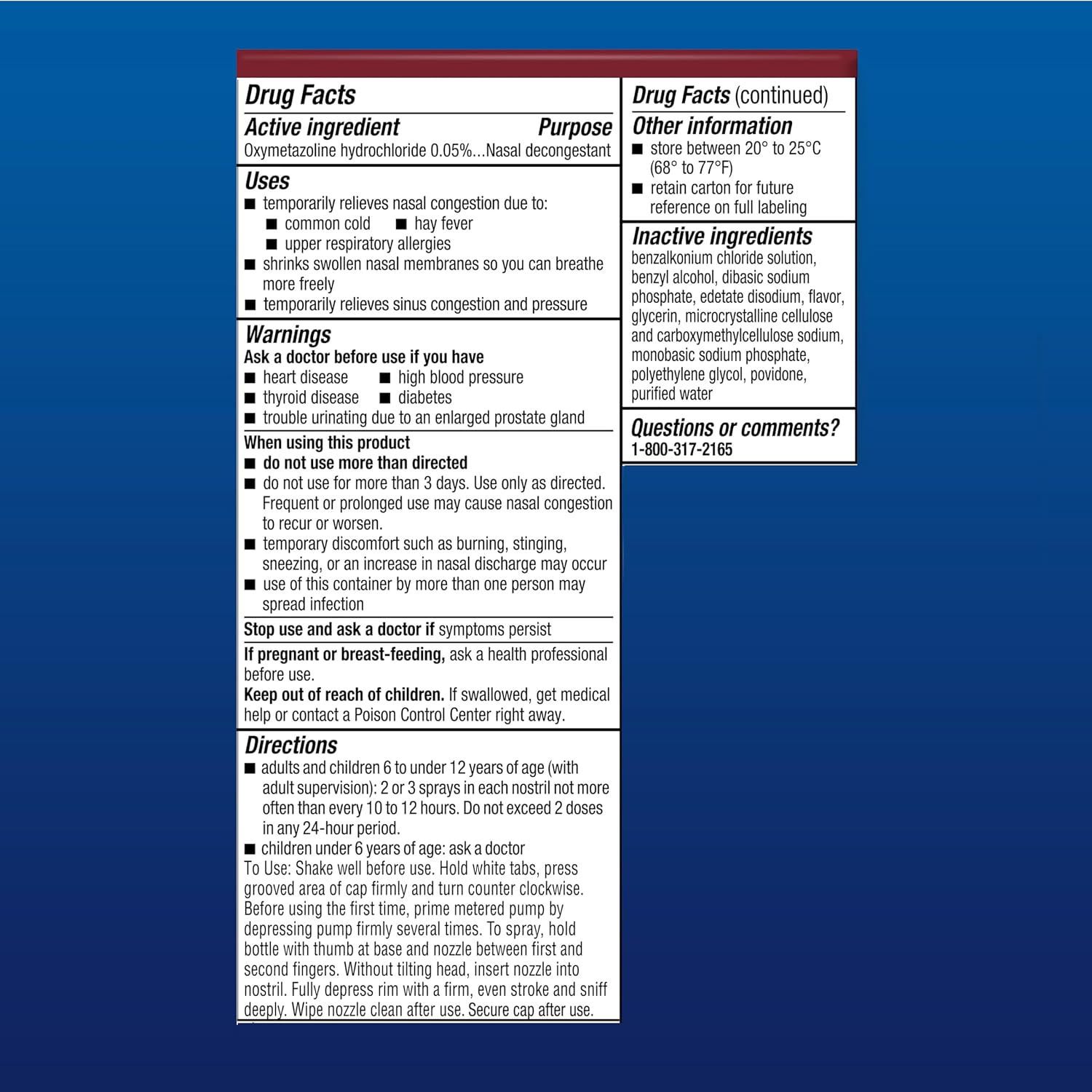 Afrin No Drip Night Spray Nasal - Alivio Rápido de la Congestión Nasal con Manzanilla, 15 ml
