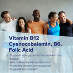 Superior Source No Shot Vitamina B12 Cianocobalamina 1000 mcg con B6, Ácido Fólico y Vitamina D3 1000 UI - 100 Comprimidos Sublinguales