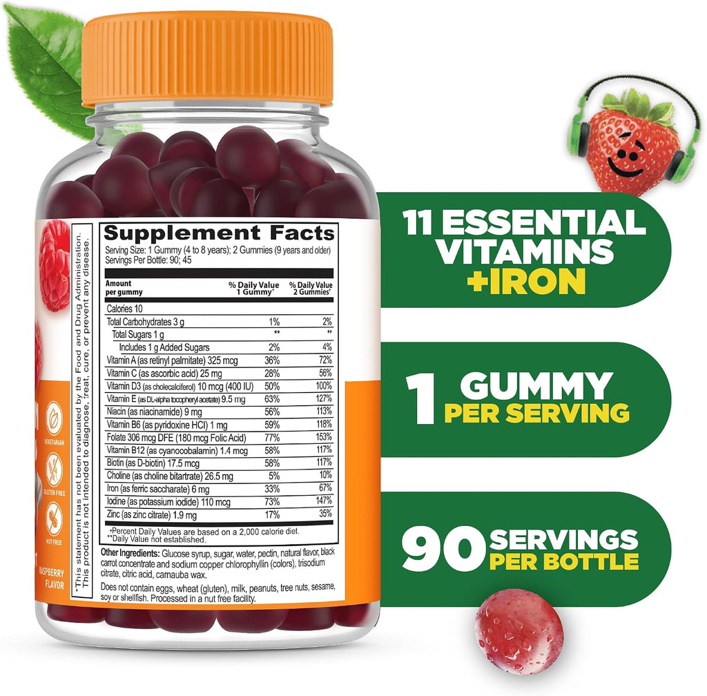 Lifeable Kids Multivitamin con Hierro - Gominolas Vegetarianas para Niños - 90 Unidades