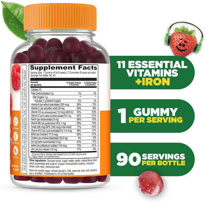 Lifeable Kids Multivitamin con Hierro - – Vitamina A: Contribuye al mantenimiento de la visión normal. – Image 2