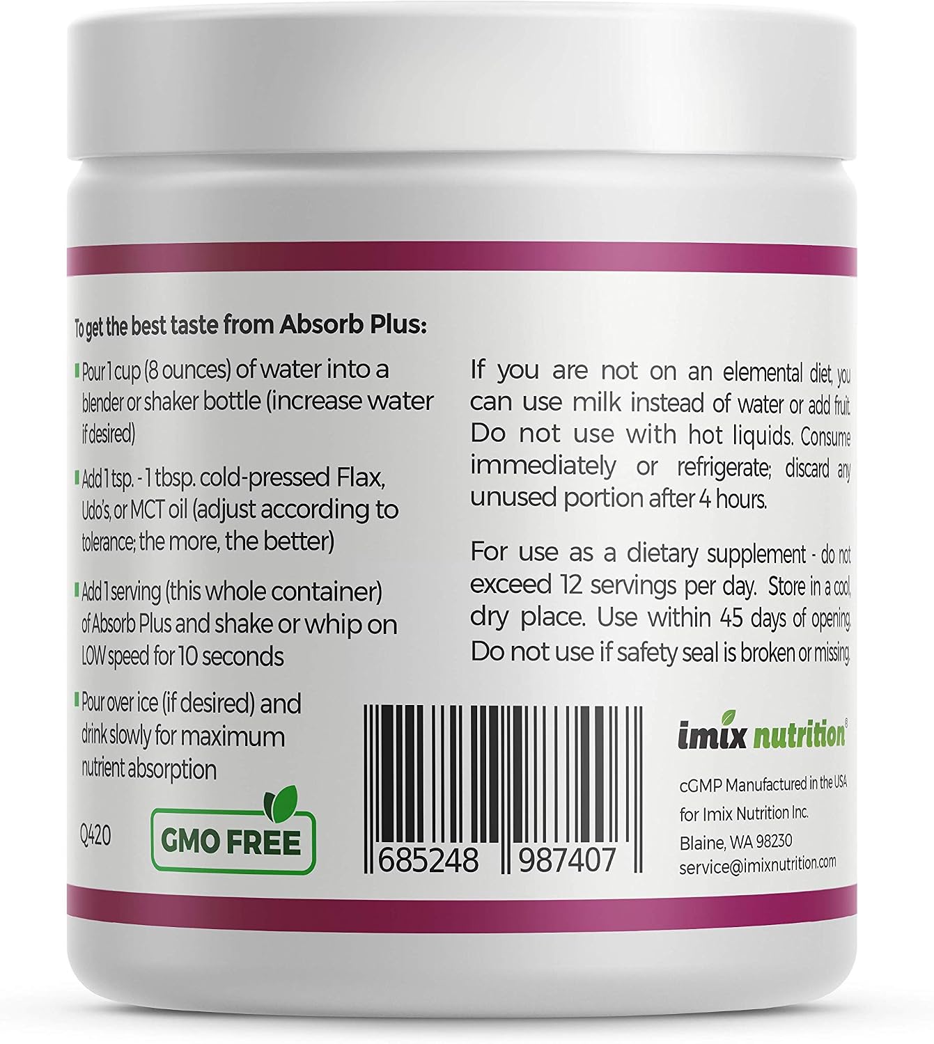 Absorb Plus Isolate Protein - Suplemento Dietético para Salud Digestiva (100 g, Berry Fusion)