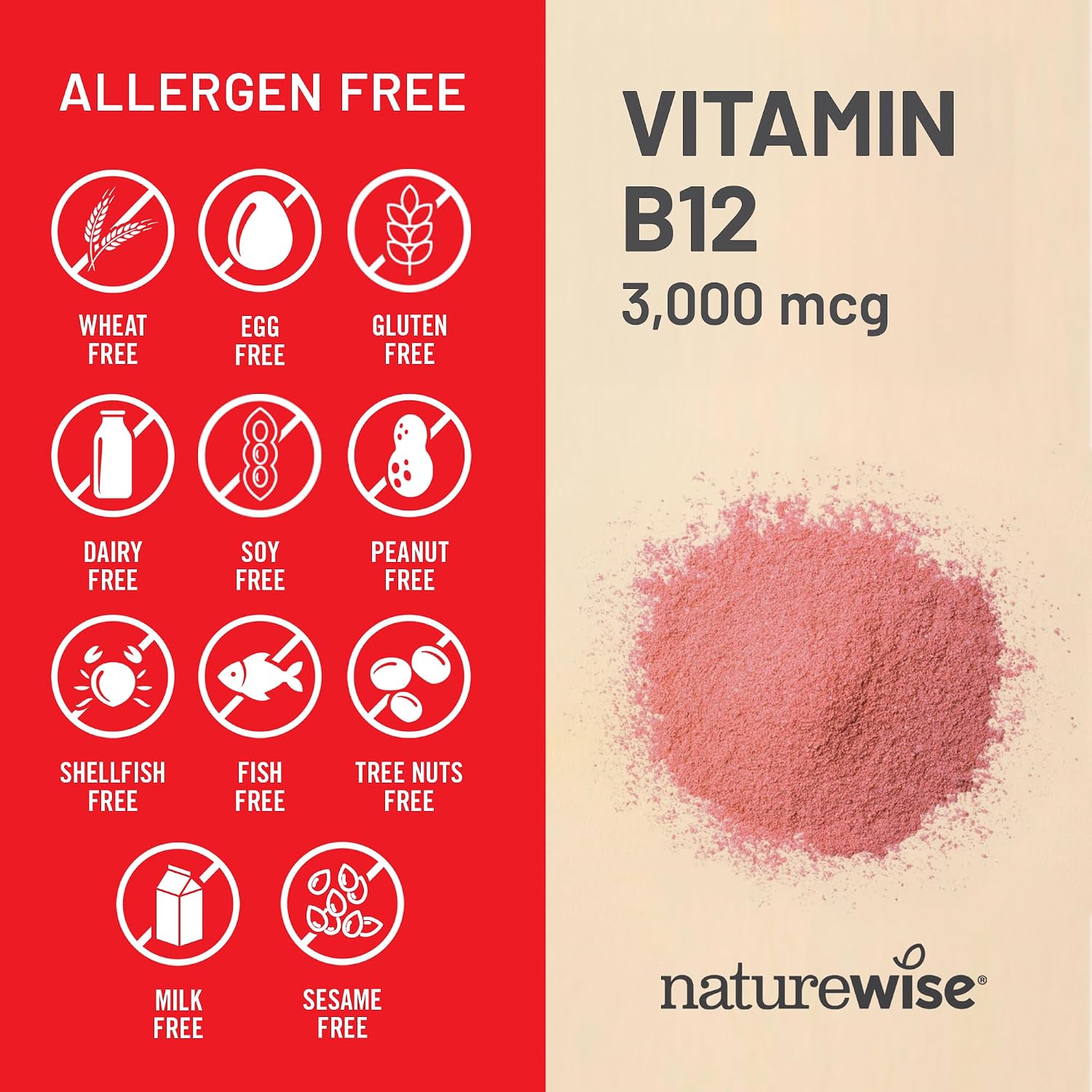 NatureWise Vitamina B12 3000 mcg - Complemento para Energía y Sistema Nervioso - 60 Cápsulas Blandas