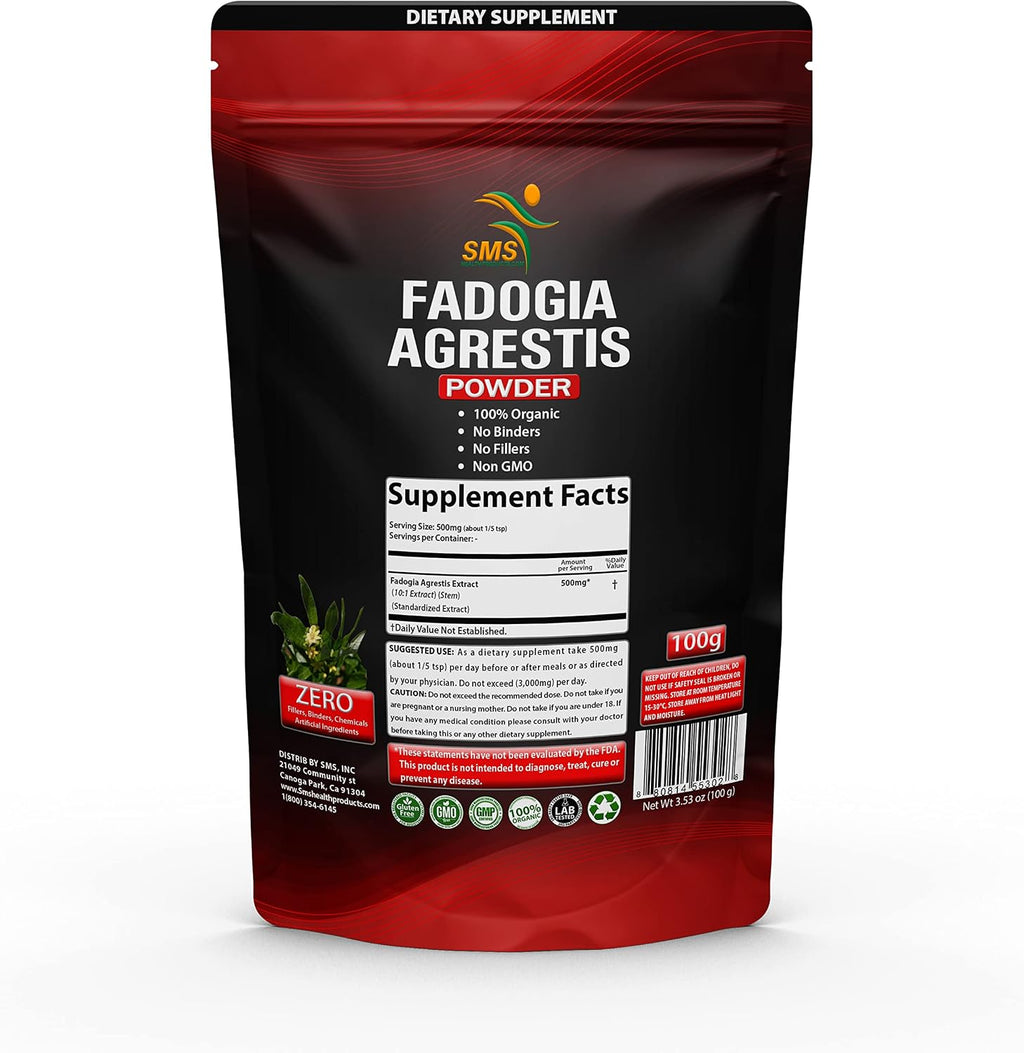 Fadogia Agrestis Extract Powder 100g (Maximum Strength) | Supports Athletic Performance, Strength, Drive | Organic, Non GMO, Third Party Tested, Gluten Free Supplement