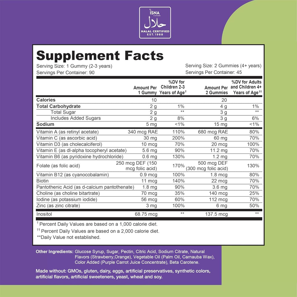 Noor Vitamins Multivitamínico Infantil Halal en Gomitas, 90 unidades