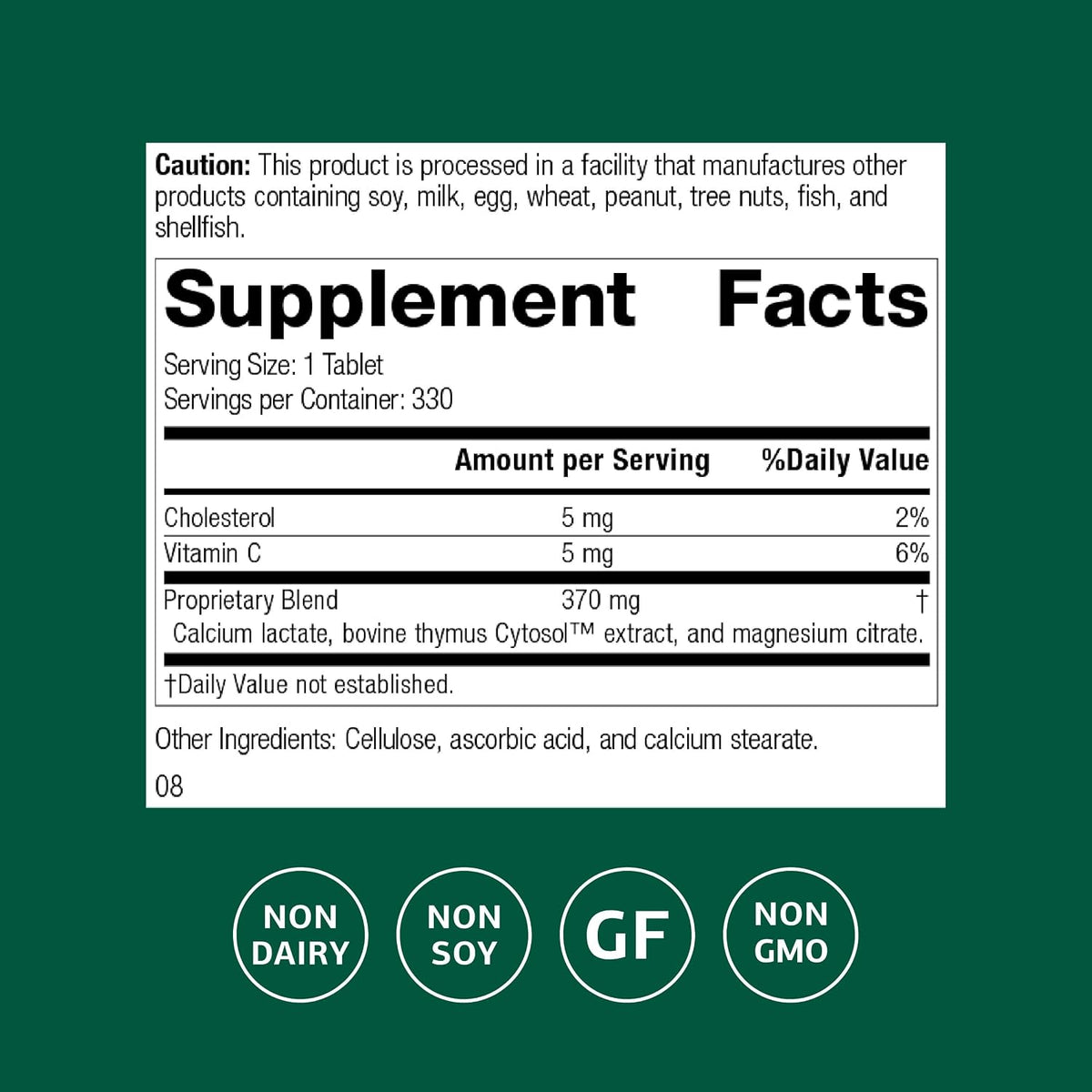 Standard Process Thymex Extracto Citosol - 330 Comprimidos – Image 2
