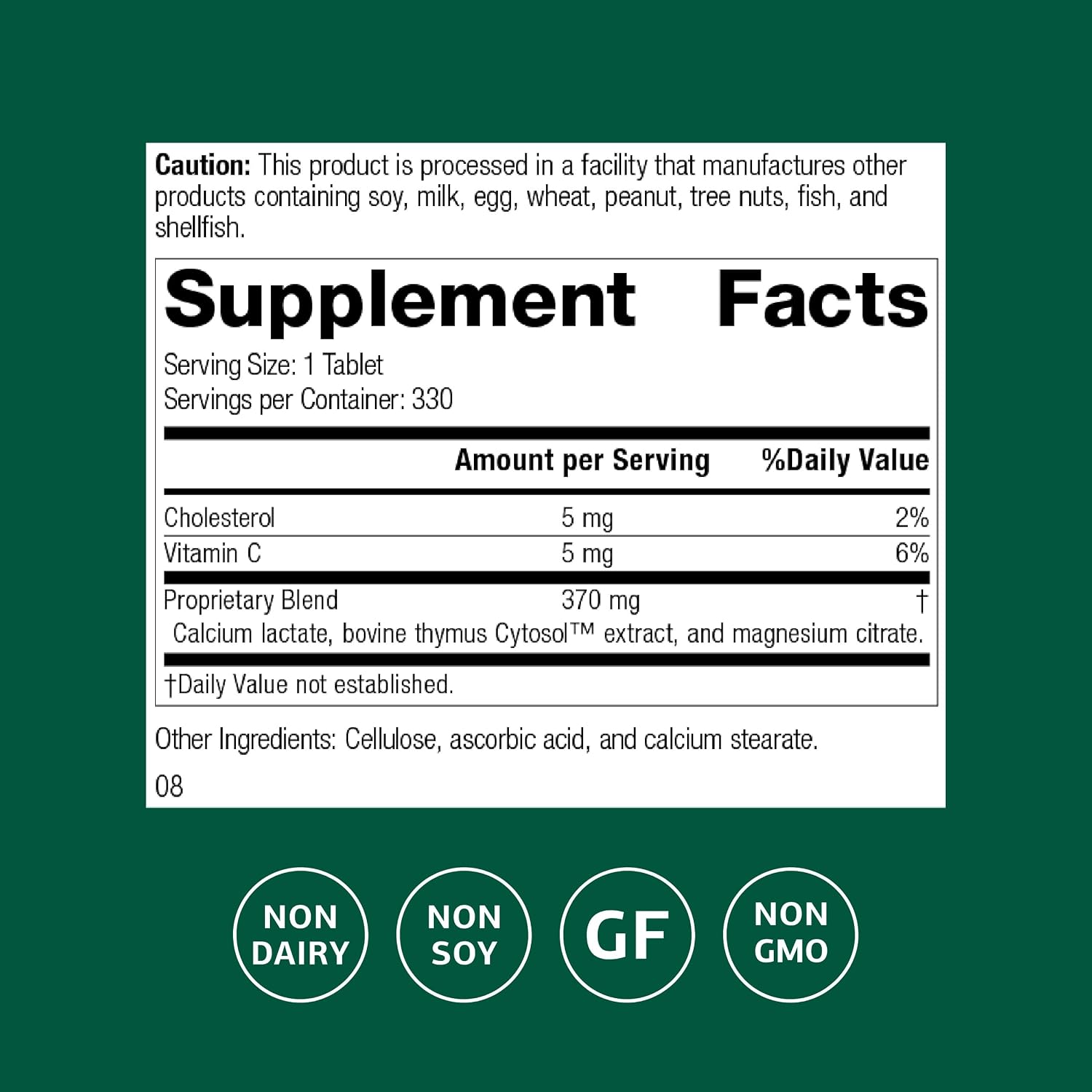 Standard Process Thymex Extracto Citosol - 330 Comprimidos