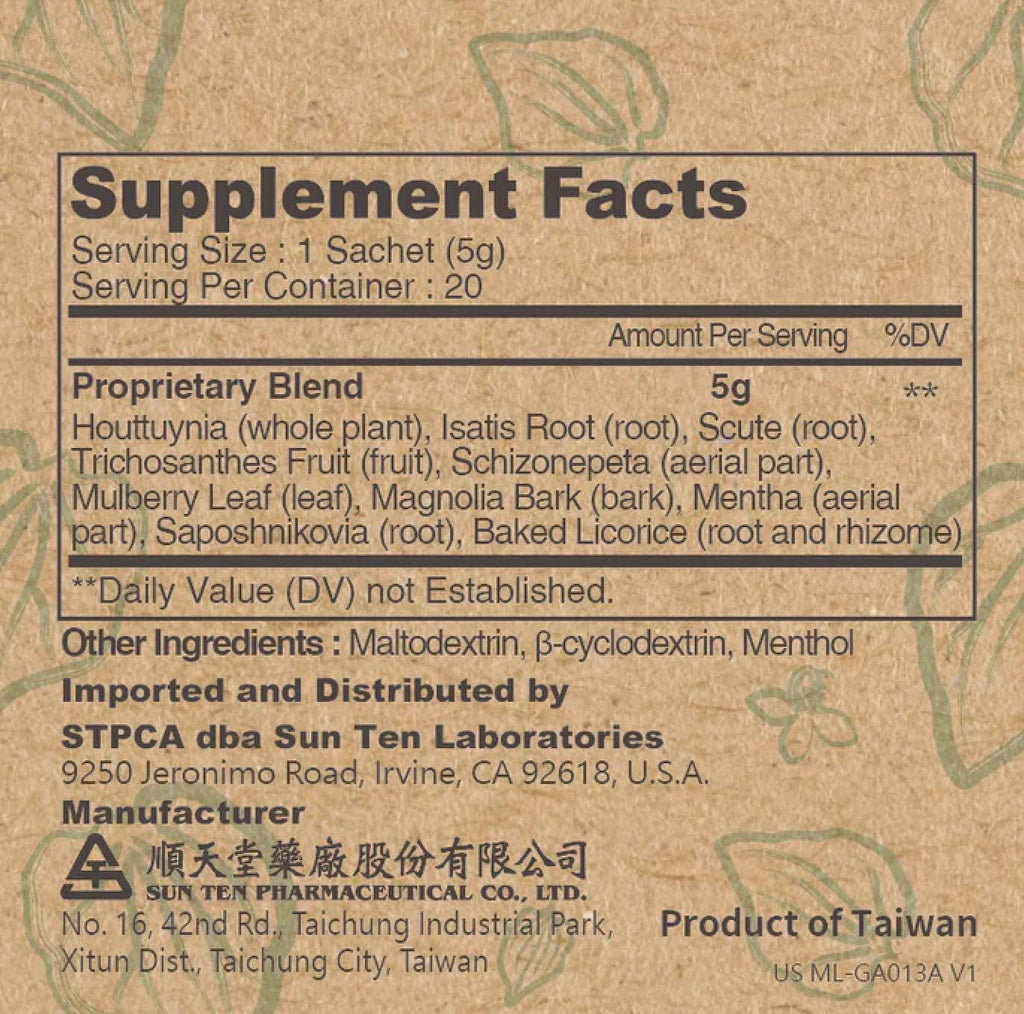 Sun Ten RespireAid – Infusión Herbal Natural para el Apoyo Respiratorio – 20 Sobres (100g)