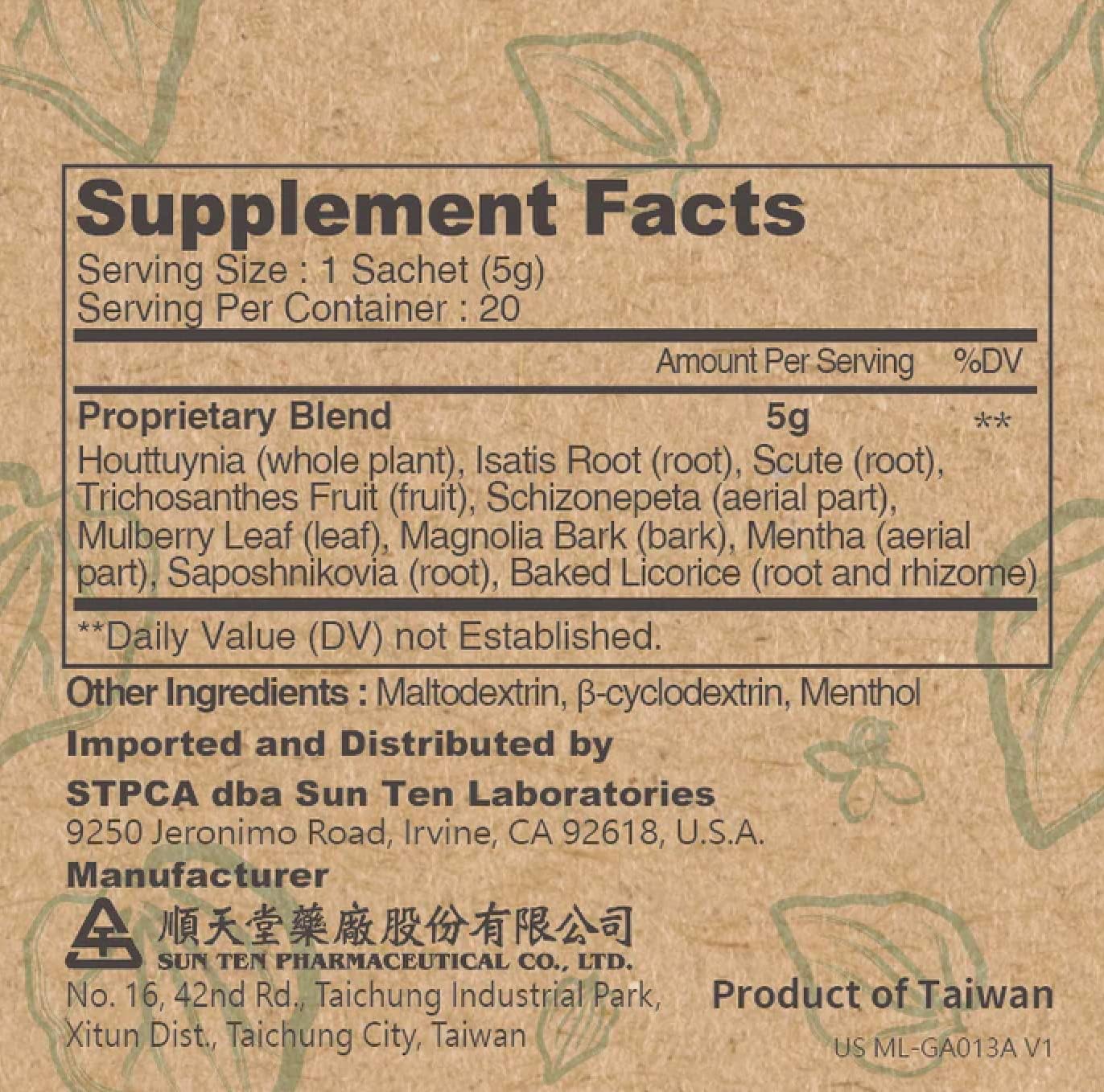 Sun Ten RespireAid – Infusión Herbal Natural para el Apoyo Respiratorio – 20 Sobres (100g)