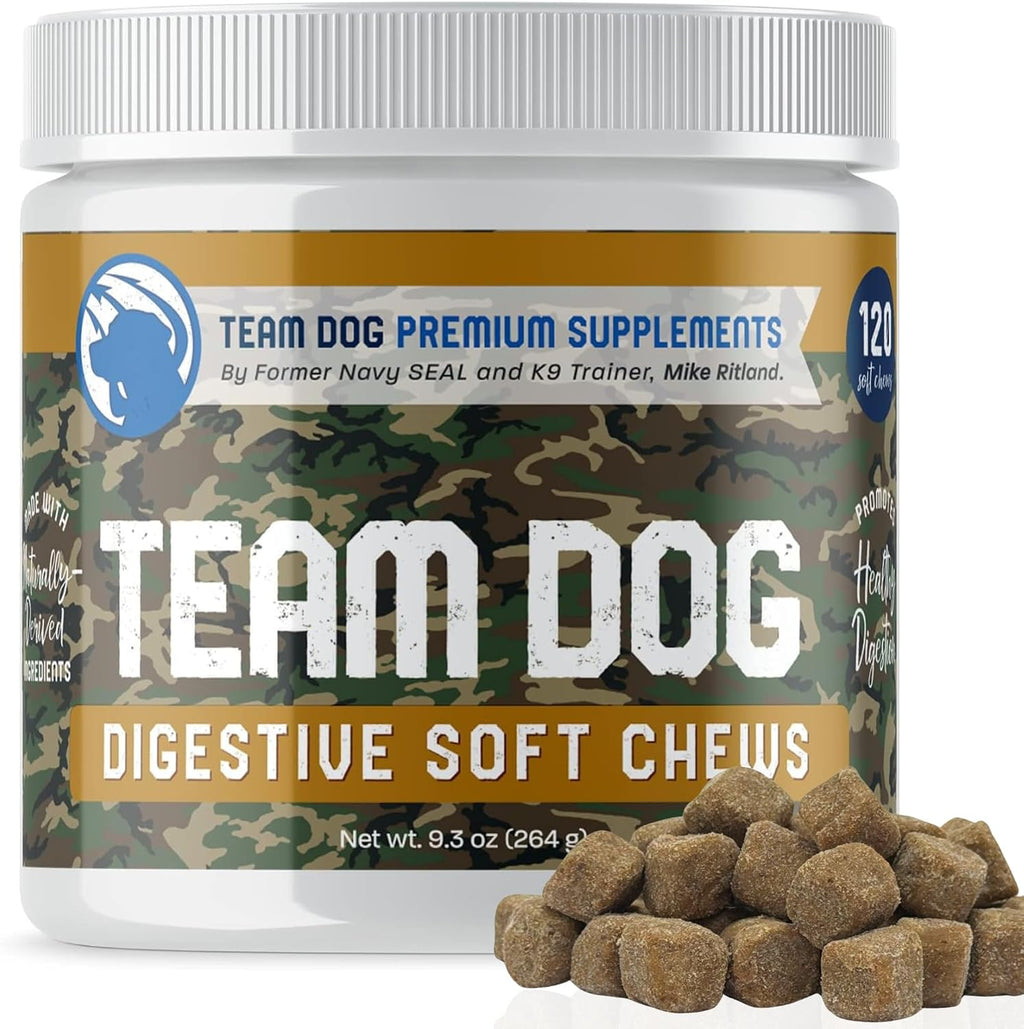 Team Dog Probióticos para Perros - Masticables Digestivos con Enzimas - 120 unidades