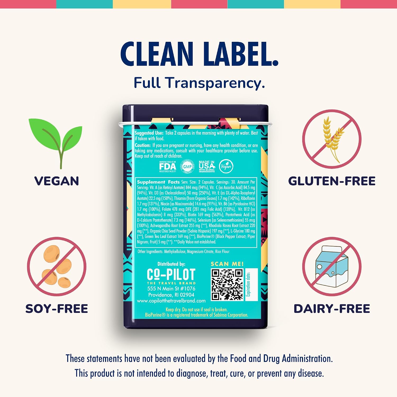 Original Travel Supplement | Co-Pilot The Travel Brand – Contra el Jet Lag, Energía e Inmunidad | 60 Cápsulas Veganas