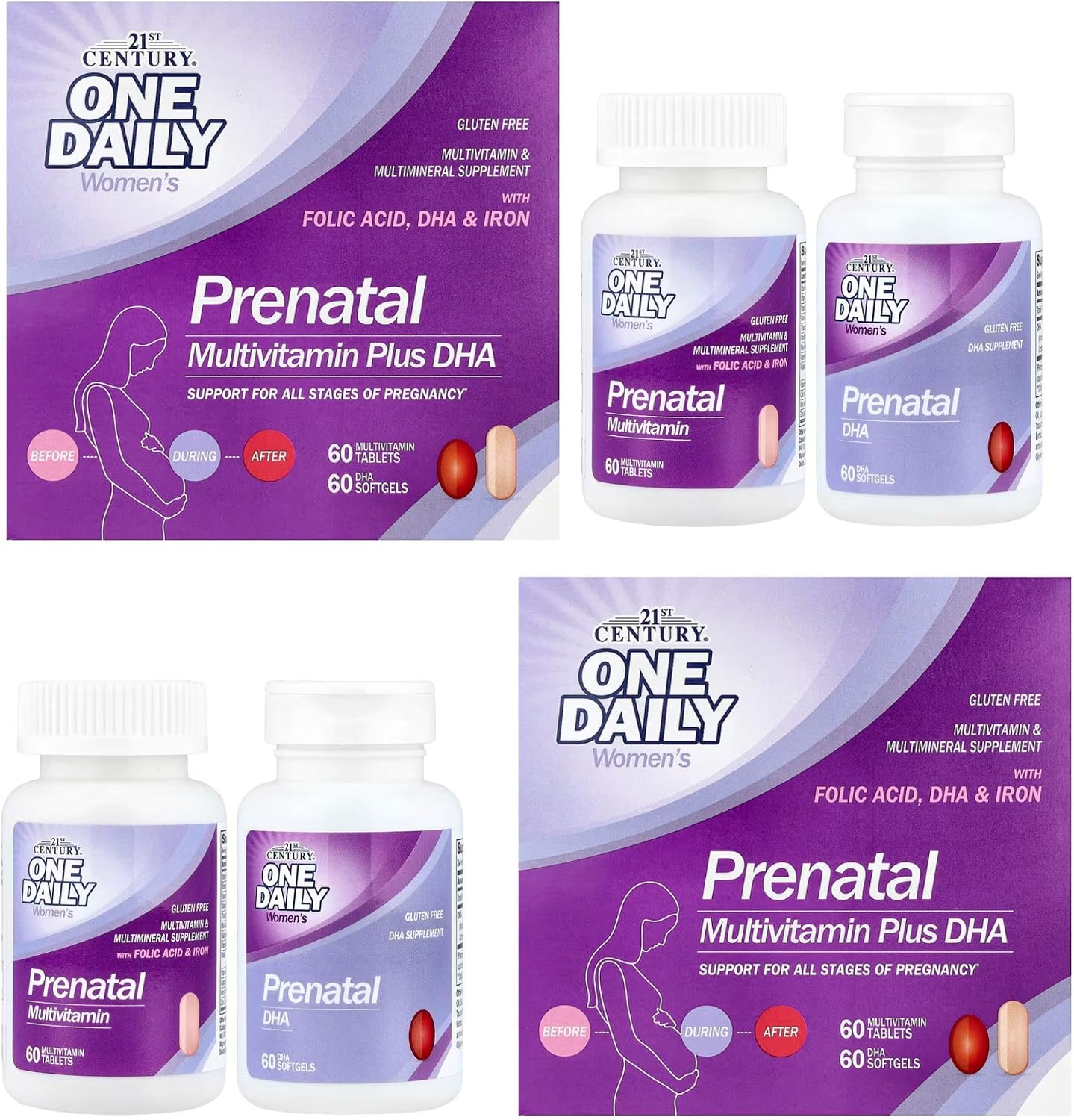 21st Century Multivitaminas Prenatales + DHA, 120 comprimidos y 120 cápsulas blandas (Paquete de 2)